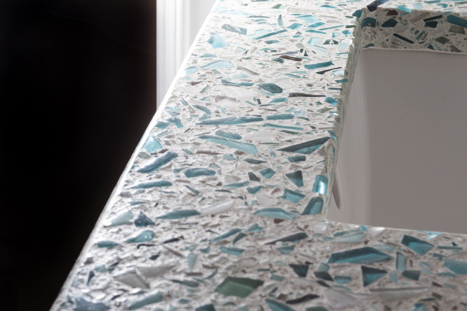 Introducing Sea Pearl, The Crushed Glass Countertop with the Feel of A